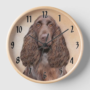 Horloge Peinture de Field Spaniel - Art original mignon de