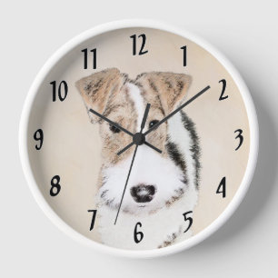 Horloge Peinture de Fox Terrier de fil - art original