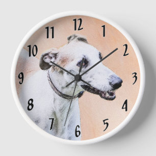 Horloge Peinture de Greyhound - Joli Art Original de Chien