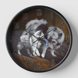 Horloge Peinture de jeu de Keeshond - Art original de chie
