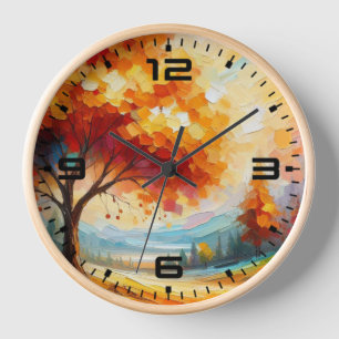 Horloge Peinture de paysage avec des couleurs vives
