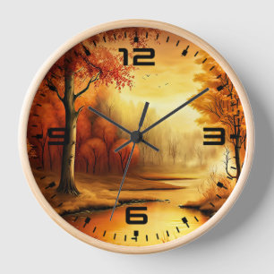 Horloge Peinture de paysage d'automne-87546