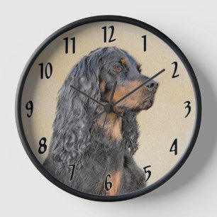 Horloge Peinture de Setter Gordon - Art Original de Chien 