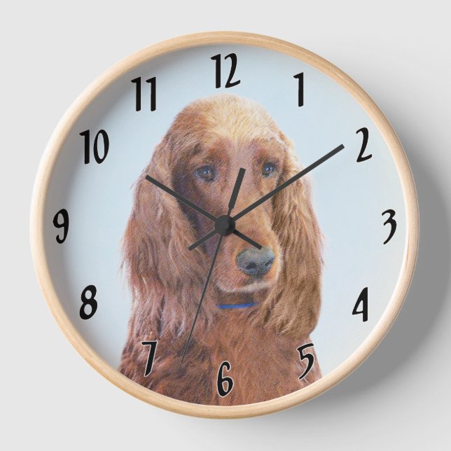 Horloge Peinture de Setter irlandais - Joli art original d (Recto)