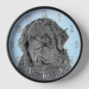 Horloge Peinture de Terre-Neuve - Drôle d'art original de 