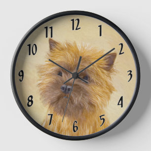 Horloge Peinture de Terrier Cairn - Art Original de Chien 