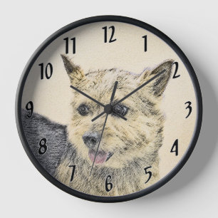 Horloge Peinture de Terrier de Norwich - Art Original de C