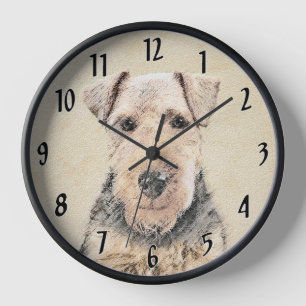 Horloge Peinture de Terrier Gallois - Art Original de Chie
