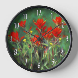 Horloge Peinture indienne de pinceau - Art Fleur original