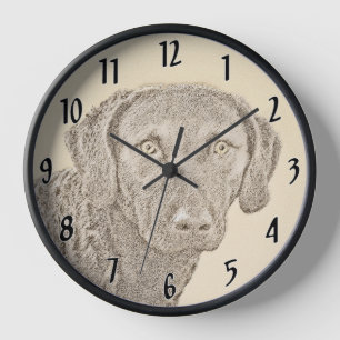 Horloge Peinture originale de chien par Retriever de Chesa