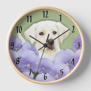 Horloge Peinture originale de chiot Labrador Retriever Art