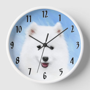 Horloge Peinture Samoyed Puppy - Jolie Art Original Chien
