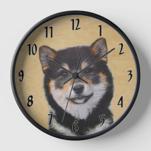 Horloge Peinture Shiba Inu (Noir et Tan) - Art Chien