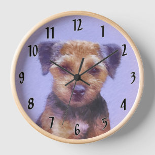 Horloge Peinture sur la frontière de Terrier - jolie art o