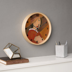 Horloge Peinture vintage de portrait de fille
