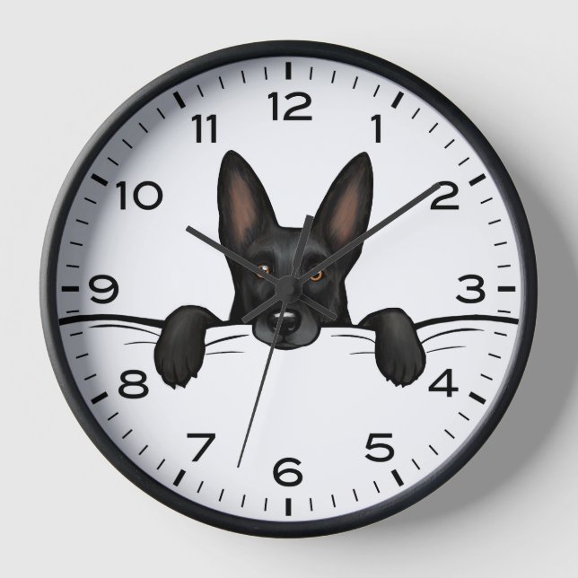 Horloge Pékin berger allemand noir Chien cadenas mural (Recto)