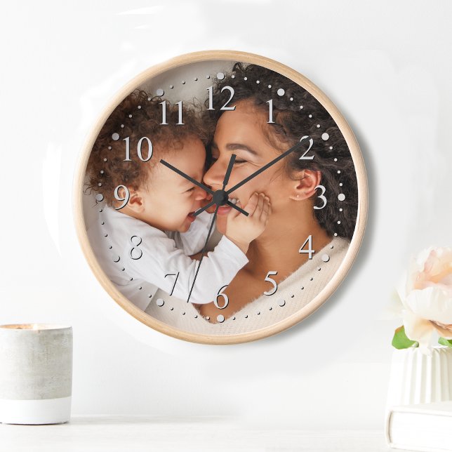 Horloge Pépinière photo personnalisée pour la mère et le b (Personalize this lovely photo clock with your photo.)