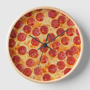 Horloge Pepperoni Pizza réaliste