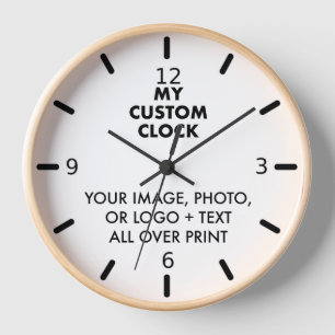 Horloge personnalisée Bois naturel, Mains NOIRES, 