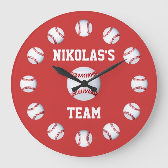 Horloge personnalisée de baseball Nom personnalisé (Recto)