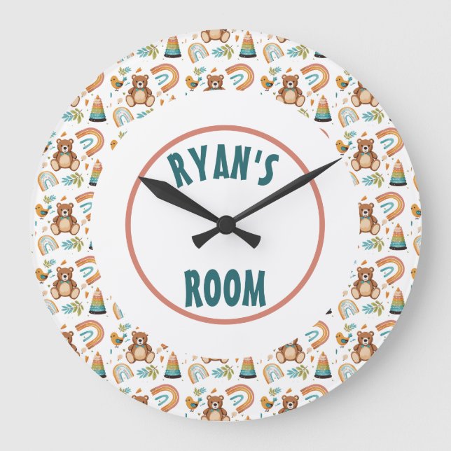 Horloge personnalisée de l'ours de Boho (Recto)