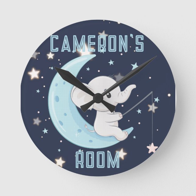 Horloge personnalisée éléphant bébé pêche 4 étoile (Recto)