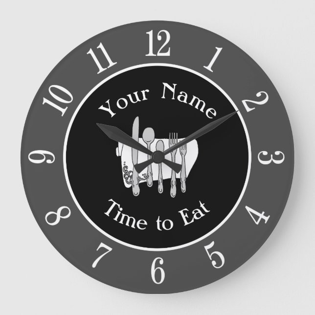 Horloge personnalisée en argent gris noir avec chi (Recto)