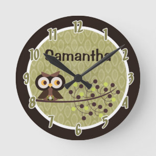 Horloge personnalisée par animal de forêt de hibou