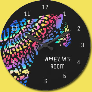 Horloge personnalisée Rainbow Jaguar