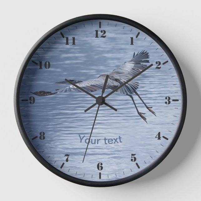 Horloge Personnaliser le Grand Héron Bleu en vol (Recto)