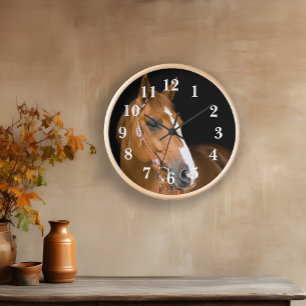 Horloge Photo de Quarter Horse Brun Blanc Numéroté