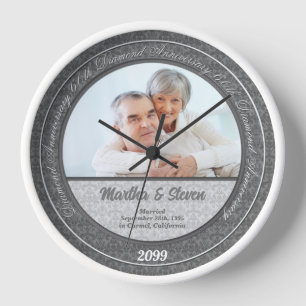 Horloge Photo du 60e anniversaire de mariage de diamant