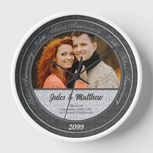 Horloge Photo et nom du 25e anniversaire du Mariage d'arge (Recto)
