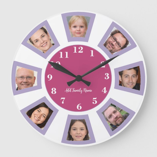 Horloge photo familiale personnalisée (Recto)