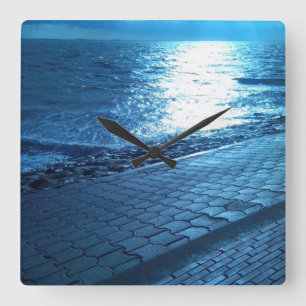 Horloge photo Sea Shore, Serenity Blue Nature