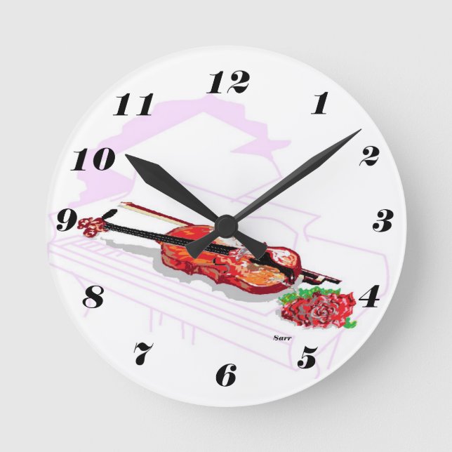 Horloge Piano avec Violon et Rose (Recto)