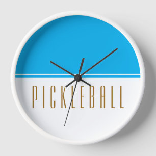 Horloge PICKLEBALL Mod Ciel clair Bleu Bleu Couleur Bloc