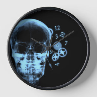 Horloge Pièces de crâne et d'horloge à rayons X - Bleu
