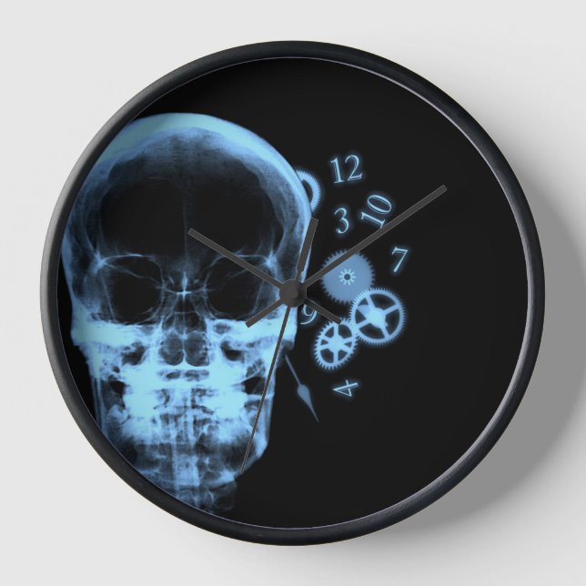 Horloge Pièces de crâne et d'horloge à rayons X - Bleu (Recto)