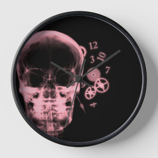 Horloge Pièces de crâne et d'horloge à rayons X - Rouge
