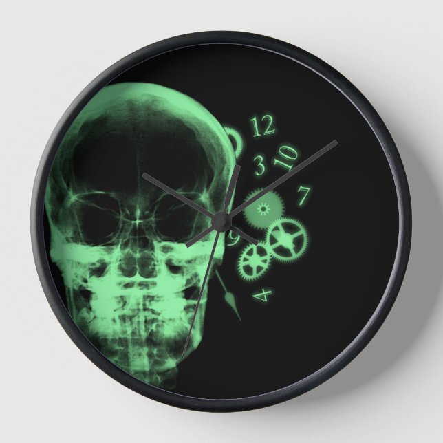 Horloge Pièces de crâne et d'horloge à rayons X - Vert (Recto)