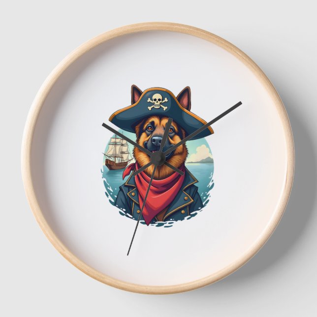 Horloge Pirate de chien berger allemand (Recto)