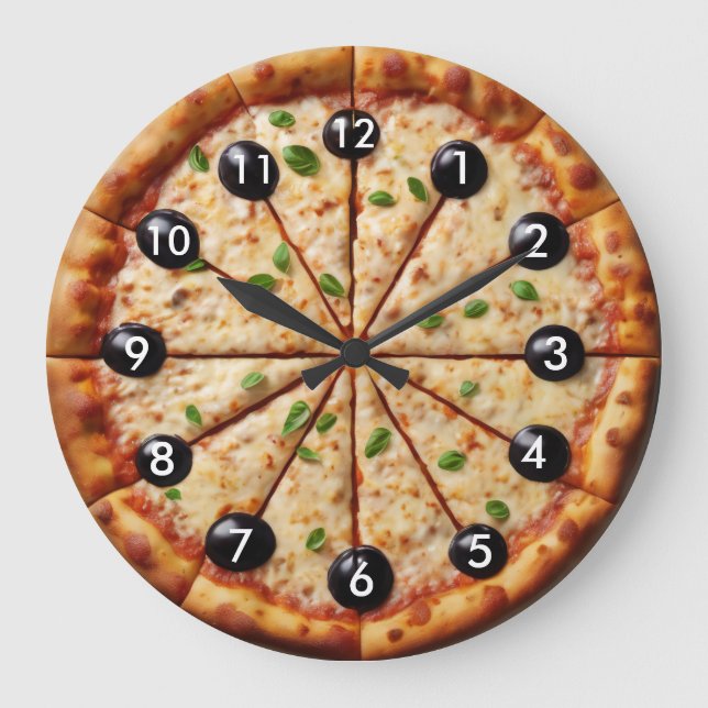 Horloge Pizza Noir - Restaurant Pizza Cuisine (Recto)