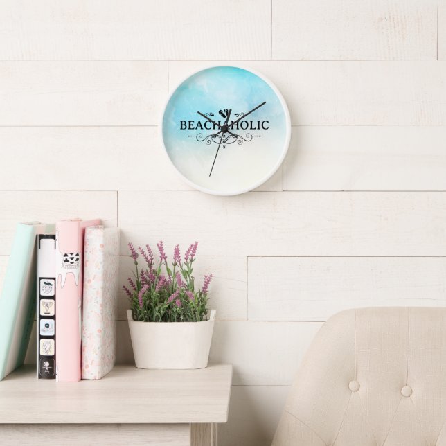 Horloge Plage Beachaholic Watercolor (Salle de lecture)