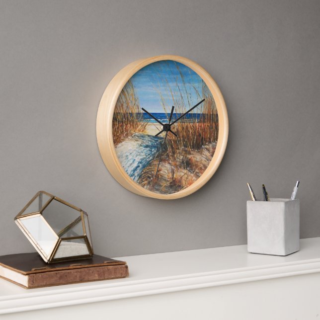 Horloge Plage Belle Dunes De Sable Peinture (Bureau)