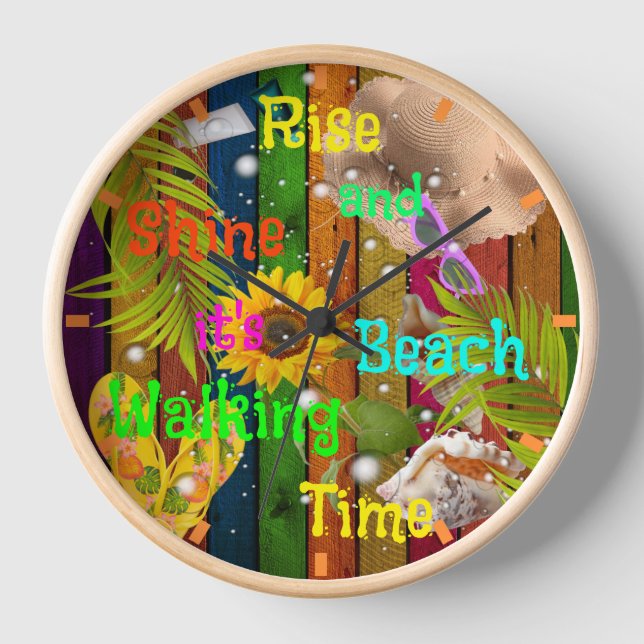 Horloge Plage tropicale d'été de Lever et Shine Temps des  (Recto)
