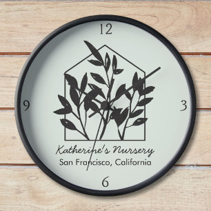 Horloge Plante d'intérieur noire minimaliste abstraite mod