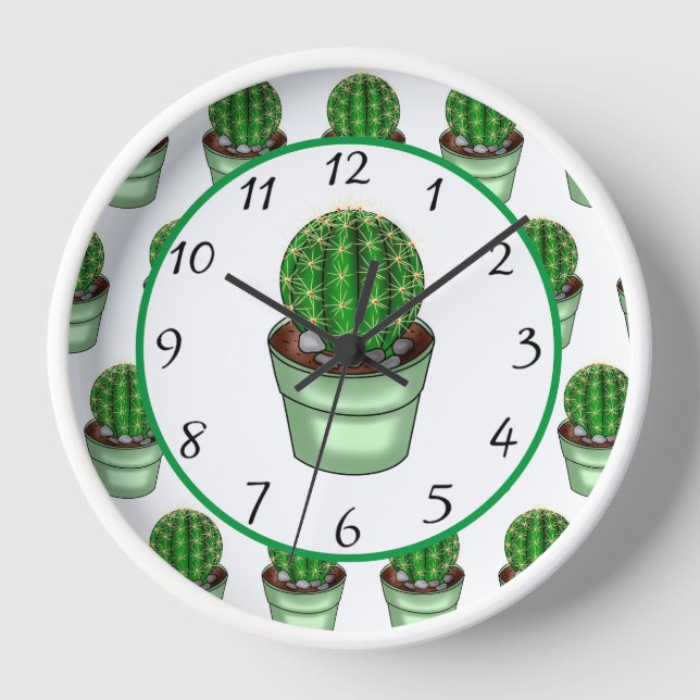Horloge Plantes domestiques dessinées à la main Cactus (Recto)