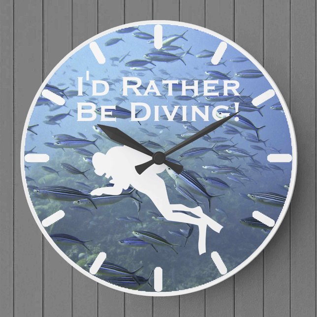 Horloge Plongeur Scuba "Je Préférerais Plonger" (Créateur téléchargé)