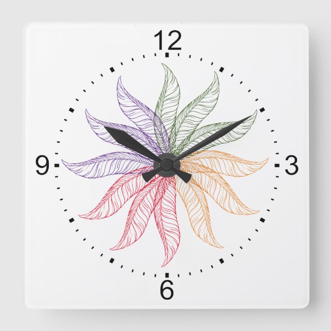 Horloge - Plumes colorées (Recto)